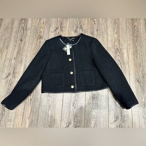 J. Crew Lady Jacket Leather Trim Size 14 NWT